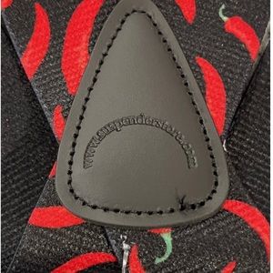 Suspender Store Black With Red Chili Peppers Suspenders 48" SIZE Large L Hot